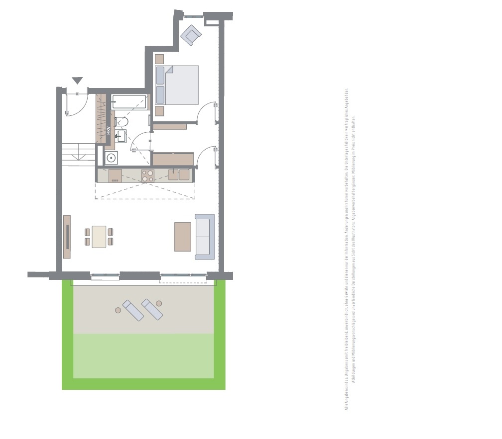 VERMIETET ! E & Co. - Loftige und exklusive 2-Zimmer EG-Wohnung mit