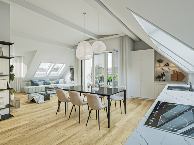 Sonnige 4-Zimmer-Dachgeschosswohnung mit Terrasse und Balkon